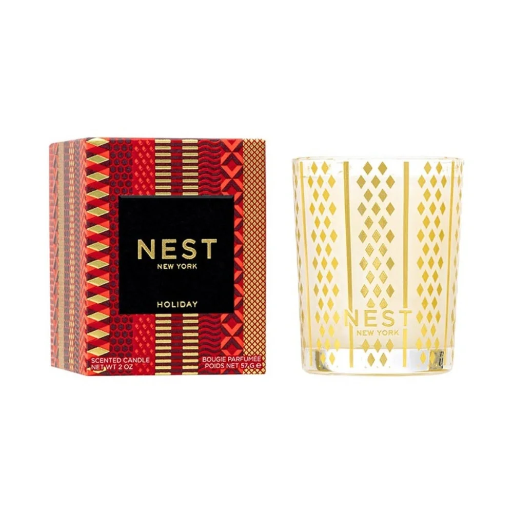 NEST New York - Holiday - 2 oz Votive Candle with‎ Glass Holder - New in Box
